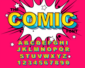 Fotobehang Pop art Roze comic alfabet voor kinderen  © kate_kalita
