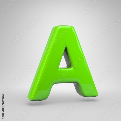 UFO green color letter A uppercase isolated on white background