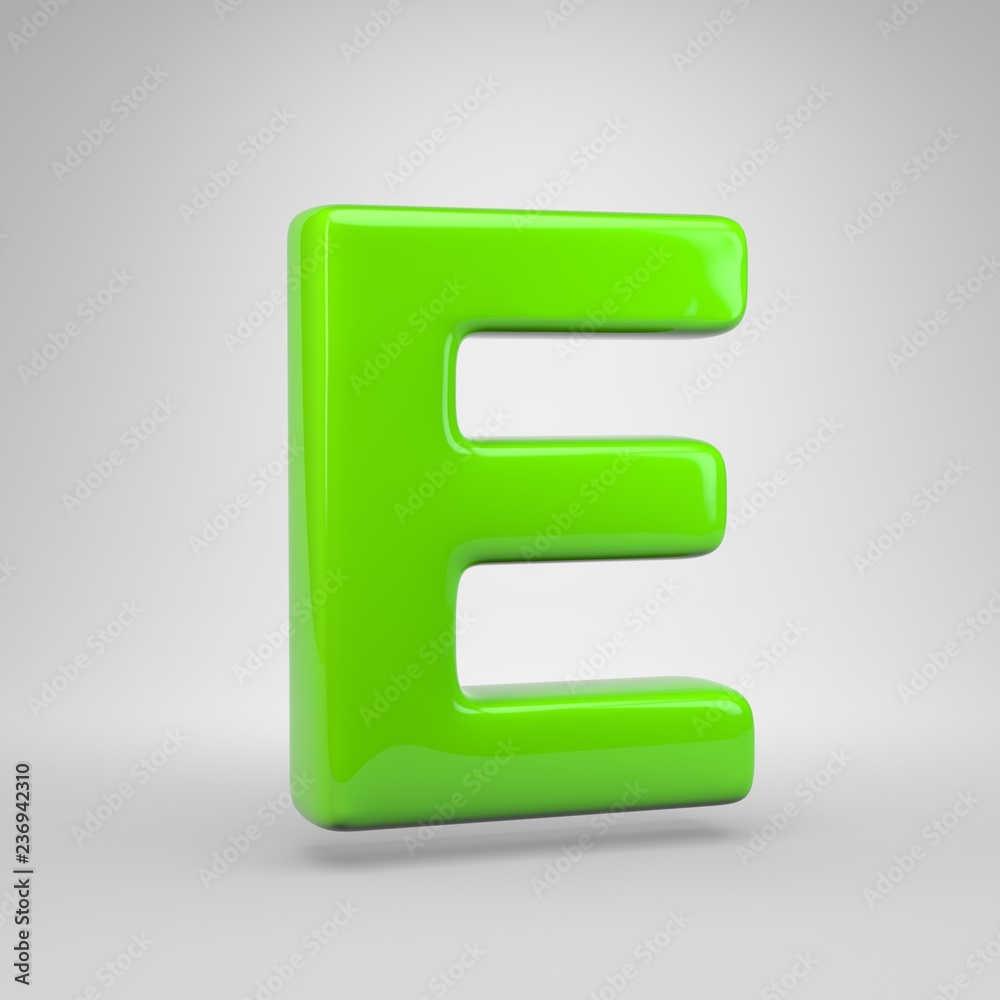 UFO green color letter E uppercase isolated on white background UFO green color letter E uppercase isolated on white background