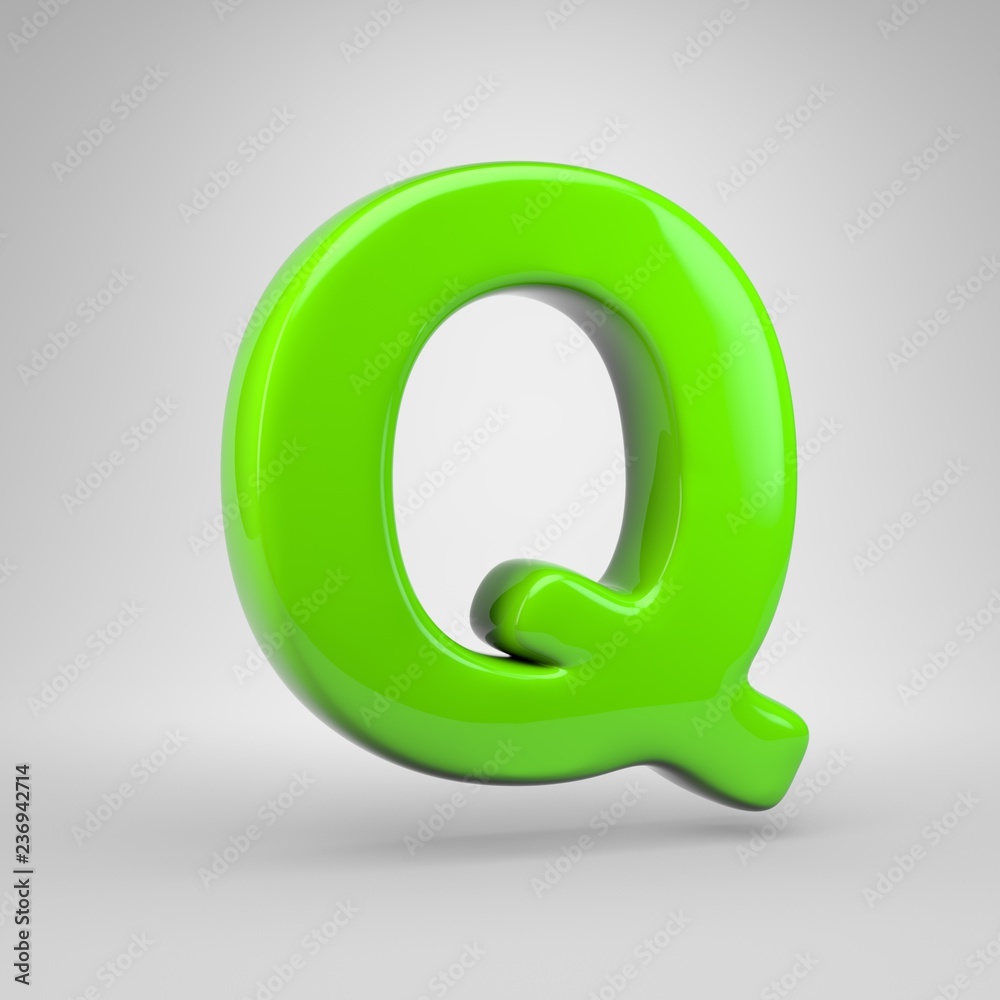 UFO green color letter Q uppercase isolated on white background UFO green color letter Q uppercase isolated on white background