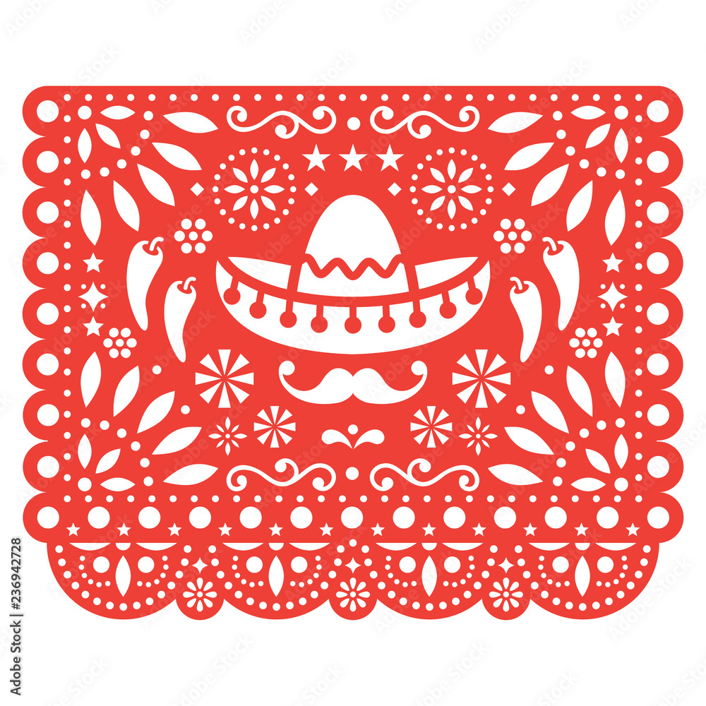 papel-picado-vector-floral-design-with-sombrero-and-chili-peppers-mexican-paper-decorations