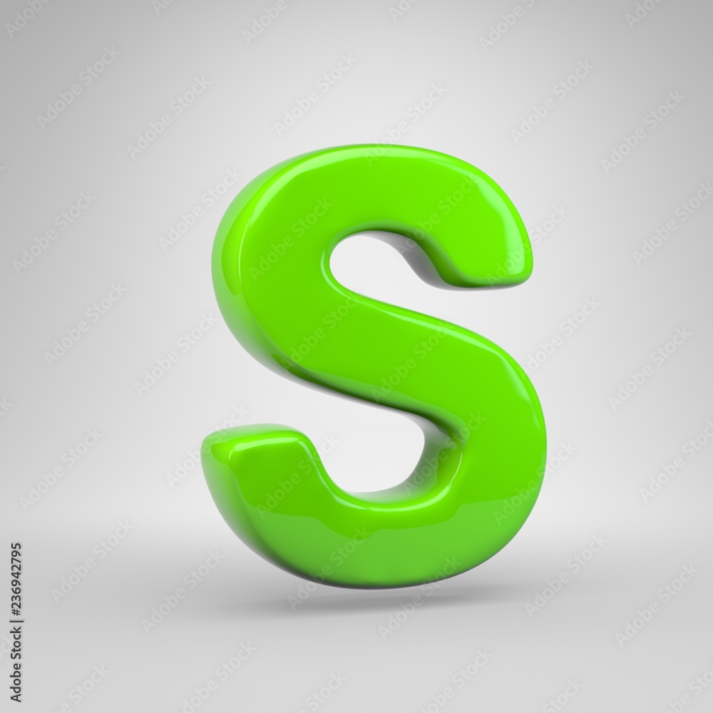 UFO green color letter S uppercase isolated on white background UFO green color letter S uppercase isolated on white background