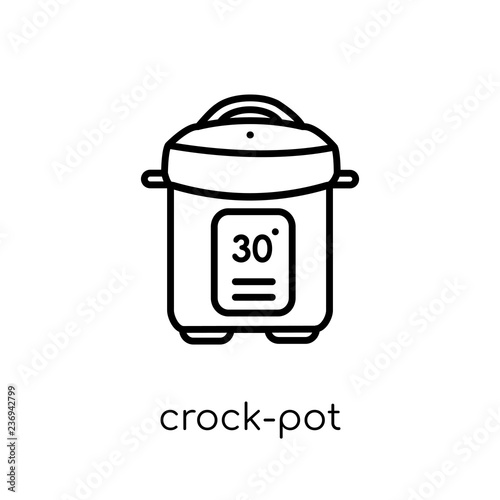 crock-pot icon. Trendy modern flat linear vector crock-pot icon on white background from thin line Electronic devices collection