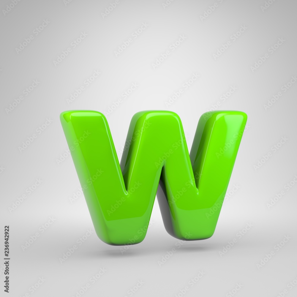 UFO green color letter W lowercase isolated on white background UFO green color letter W lowercase isolated on white background