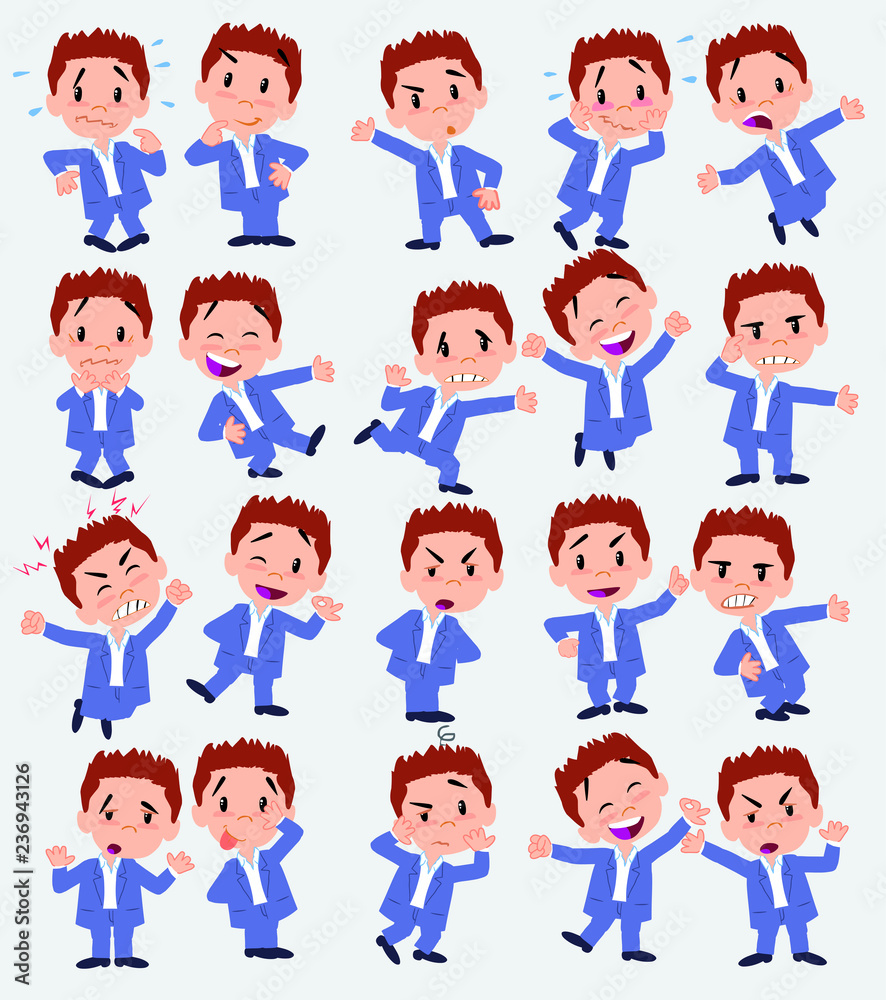 Cartoon character businessman in casual style. Set with different postures, attitudes and poses, doing different activities in isolated vector illustrations. Cartoon character businessman in casual style. Set with different postures, attitudes and poses, doing different activities in isolated vector illustrations.