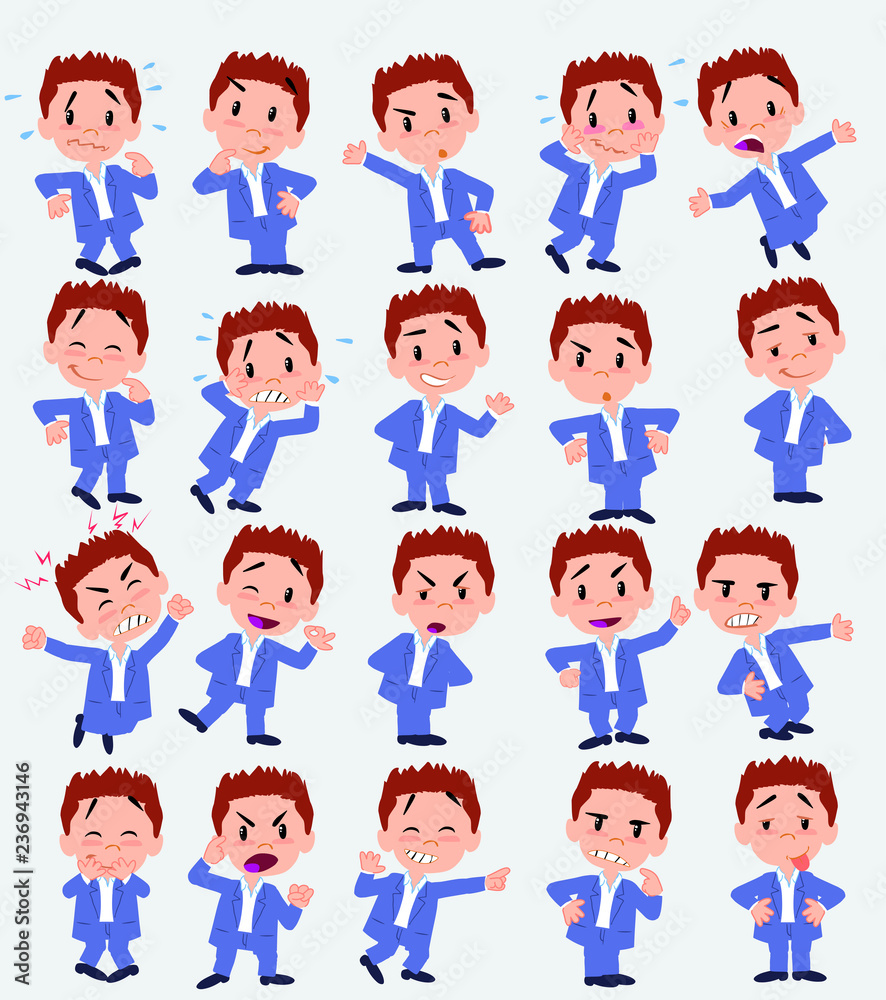 Cartoon character businessman in casual style. Set with different postures, attitudes and poses, doing different activities in isolated vector illustrations. Cartoon character businessman in casual style. Set with different postures, attitudes and poses, doing different activities in isolated vector illustrations.