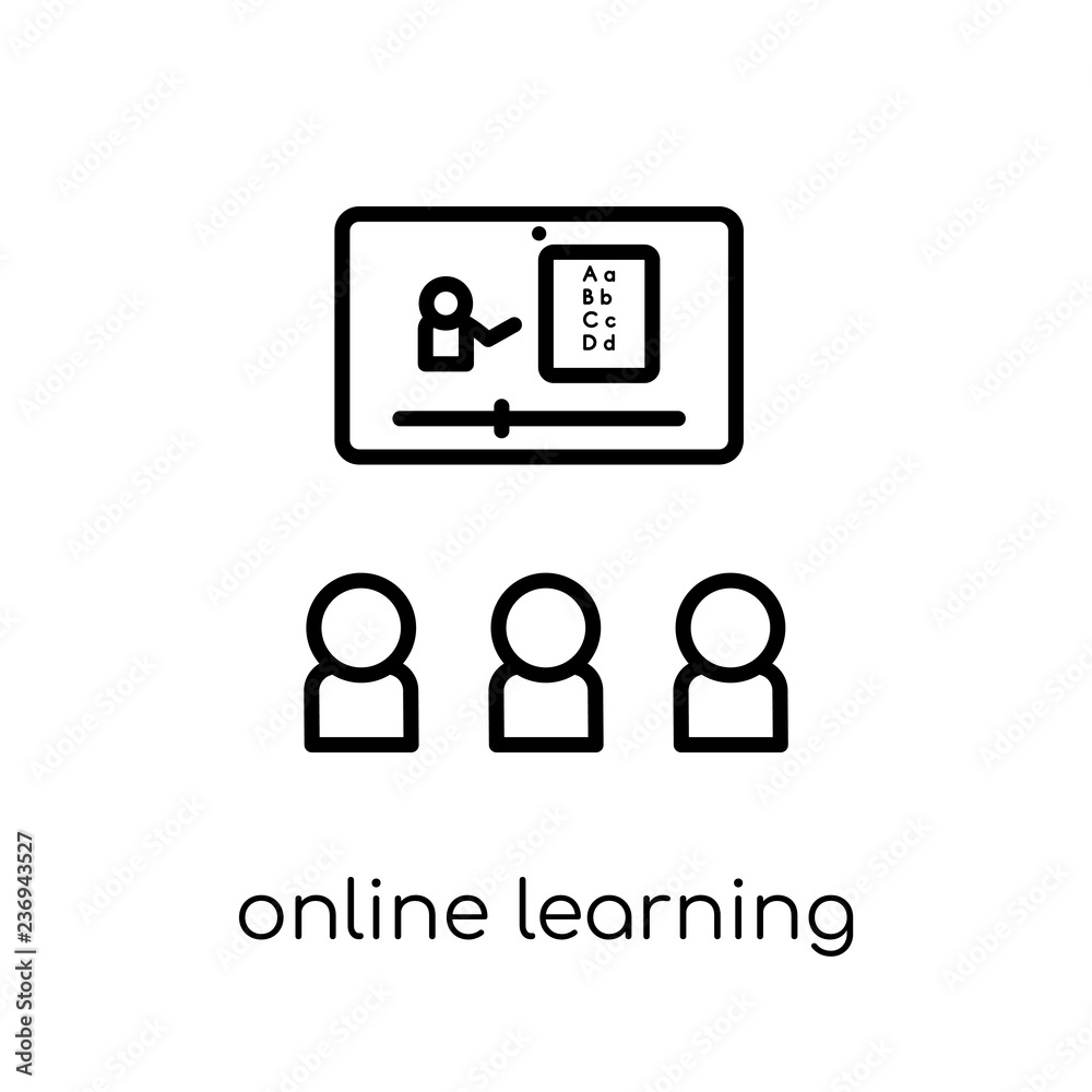Online learning icon. Trendy modern flat linear vector Online learning icon  on white background from thin line E-learning and education collection  Stock Vector | Adobe Stock