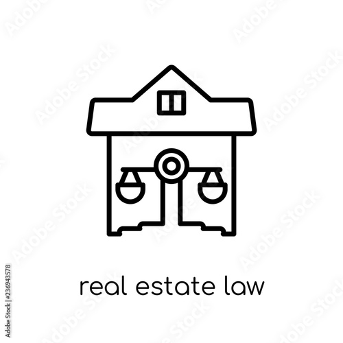 real estate law icon. Trendy modern flat linear vector real estate law icon on white background from thin line law and justice collection
