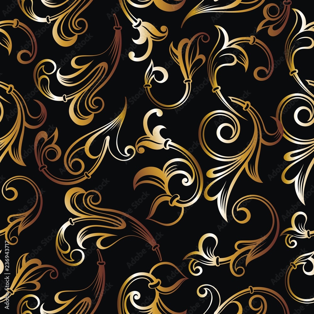 Royal pattern.Floral pattern. Vintage wallpaper in the Baroque style. Seamless vector background. 