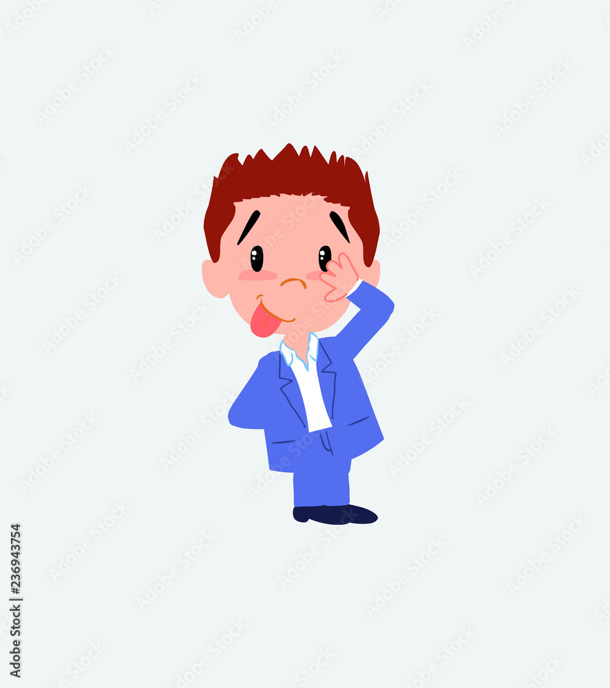 Businessman in casual style sticks out his tongue in gesture of funny shyness. Businessman in casual style sticks out his tongue in gesture of funny shyness.