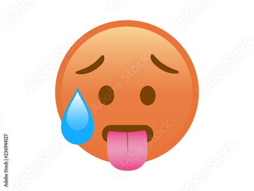Red feeling hot face with tongue out icon and sweat