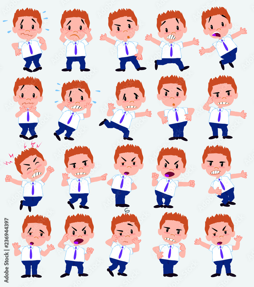 Cartoon character businessman in casual style. Set with different postures, attitudes and poses, always in negative attitude, doing different activities in vector vector illustrations. Cartoon character businessman in casual style. Set with different postures, attitudes and poses, always in negative attitude, doing different activities in vector vector illustrations.