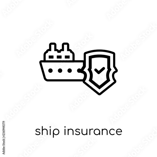 Ship insurance icon. Trendy modern flat linear vector Ship insurance icon on white background from thin line Insurance collection © t-vector-icons