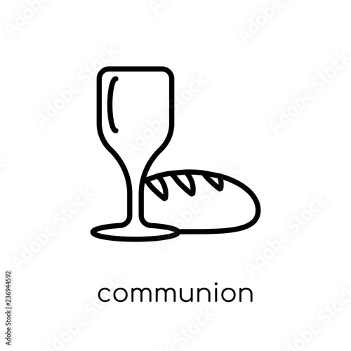 Communion icon. Trendy modern flat linear vector Communion icon on white background from thin line Religion collection