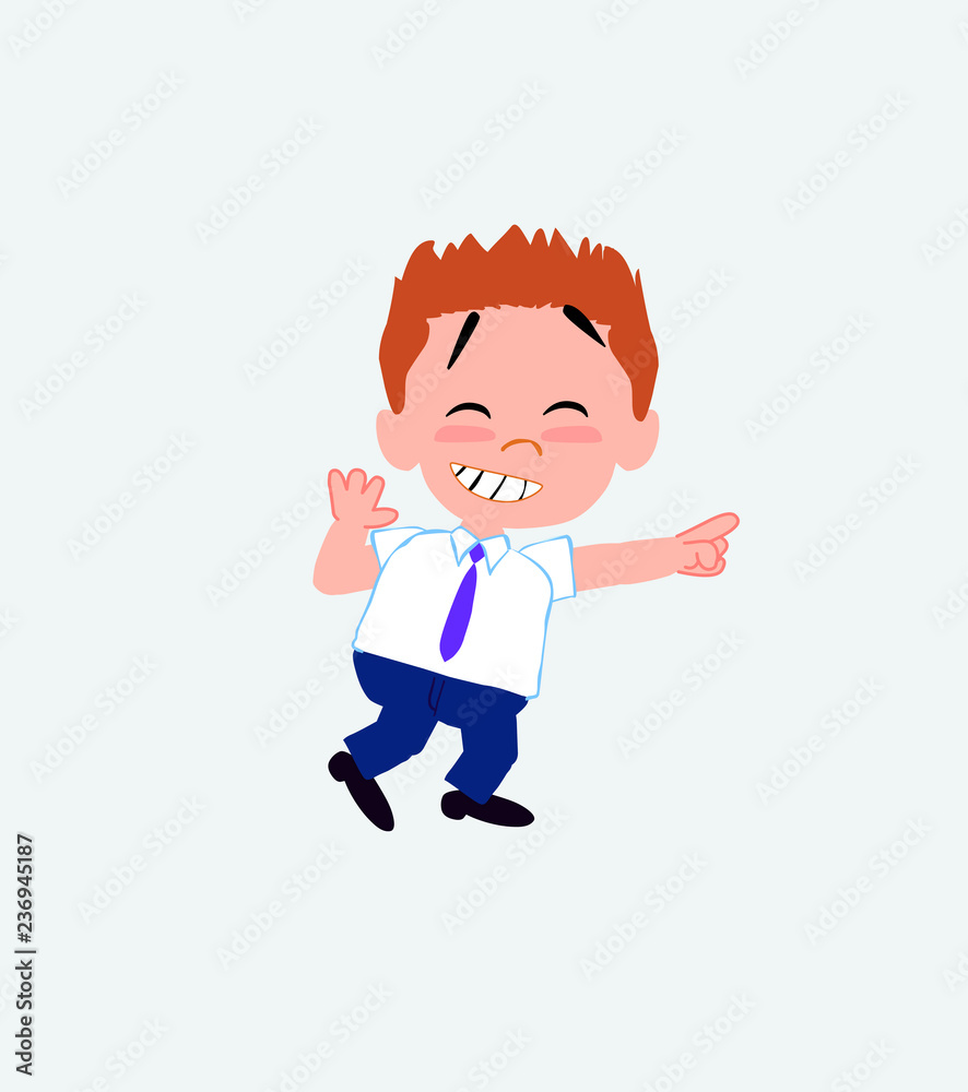 Businessman in casual style pointing to something funny on his left. Businessman in casual style pointing to something funny on his left.