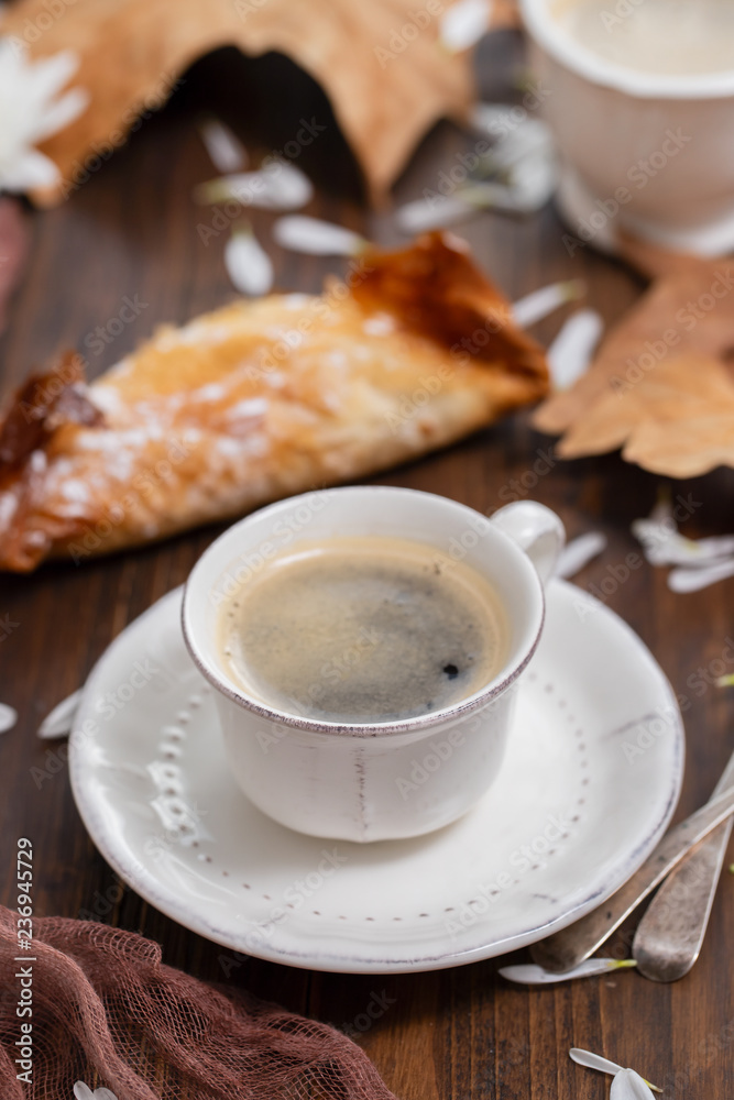 typical portuguese sweets Pasteis de Tentugal with coffee typical portuguese sweets Pasteis de Tentugal with coffee