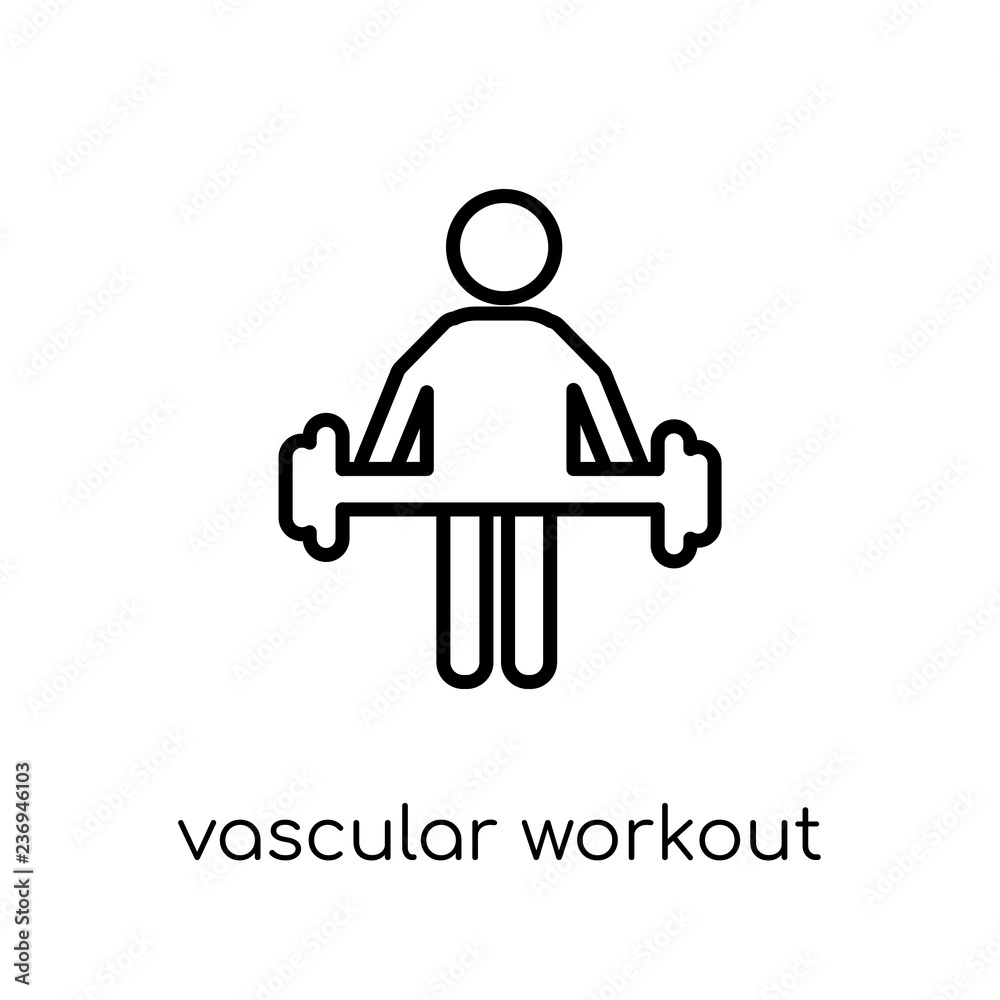 Vascular workout icon. Trendy modern flat linear vector Vascular workout icon on white background from thin line sauna collection Vascular workout icon. Trendy modern flat linear vector Vascular workout icon on white background from thin line sauna collection