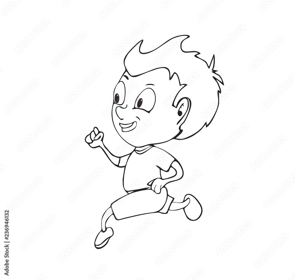 Cute Cartoony Boy Running coloring page Cute Cartoony Boy Running coloring page