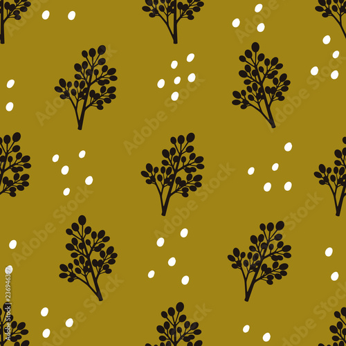 Seamless Floral Pattern. Fashion textile pattern with decorative branches on ...