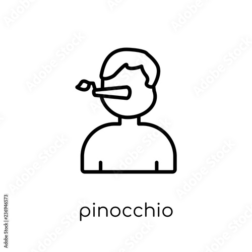 Pinocchio icon. Trendy modern flat linear vector Pinocchio icon on white background from thin line Fairy Tale collection