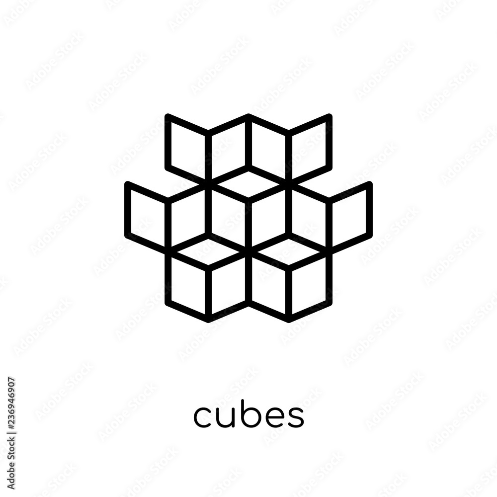 cubes icon. Trendy modern flat linear vector cubes icon on white background from thin line Geometry collection, outline vector illustration