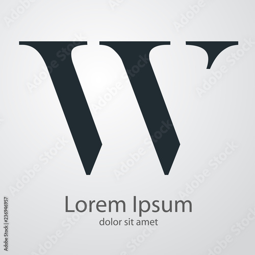 Logotipo con letra W en espacio negativo en fondo gris