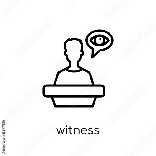Fototapeta Naklejka Na Ścianę i Meble -  Witness icon. Trendy modern flat linear vector Witness icon on white background from thin line law and justice collection