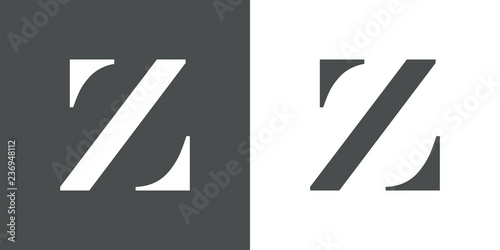 Icono plano letra Z espacio negativo en gris y blanco