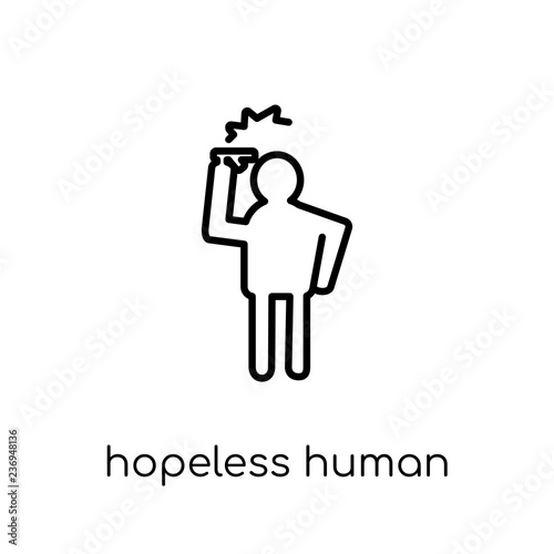 hopeless human icon. Trendy modern flat linear vector hopeless human icon on white background from thin line Feelings collection