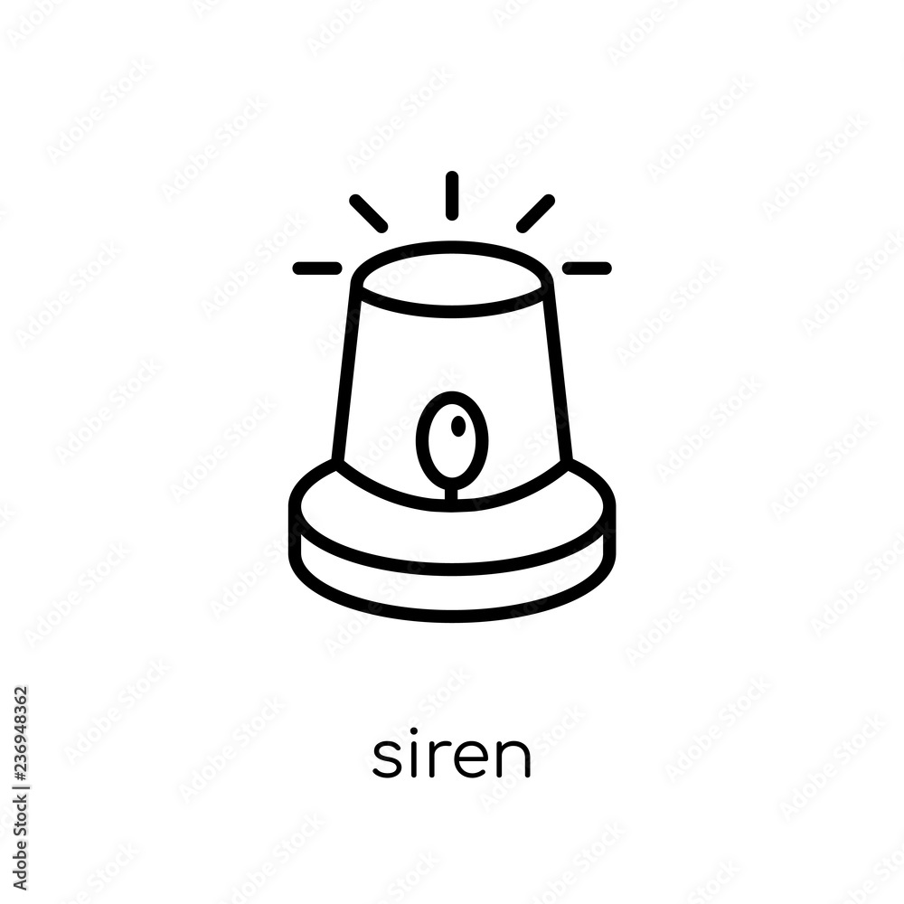Siren icon. Trendy modern flat linear vector Siren icon on white background from thin line law and justice collection Siren icon. Trendy modern flat linear vector Siren icon on white background from thin line law and justice collection