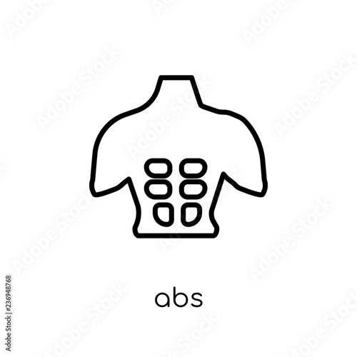 Abs icon. Trendy modern flat linear vector Abs icon on white background from thin line Gym and fitness collection