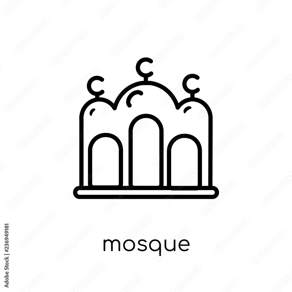 Mosque icon. Trendy modern flat linear vector Mosque icon on white background from thin line Religion collection