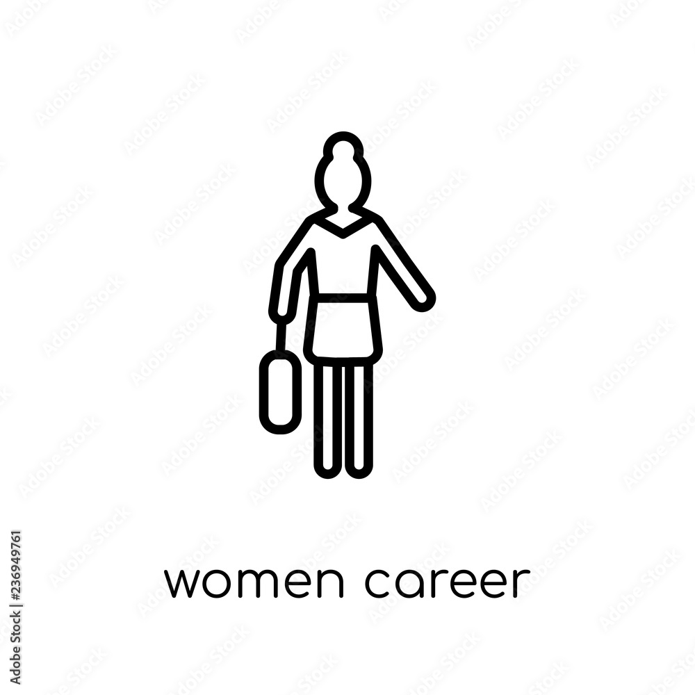 Women Career icon. Trendy modern flat linear vector Women Career icon on white background from thin line Ladies collection Women Career icon. Trendy modern flat linear vector Women Career icon on white background from thin line Ladies collection