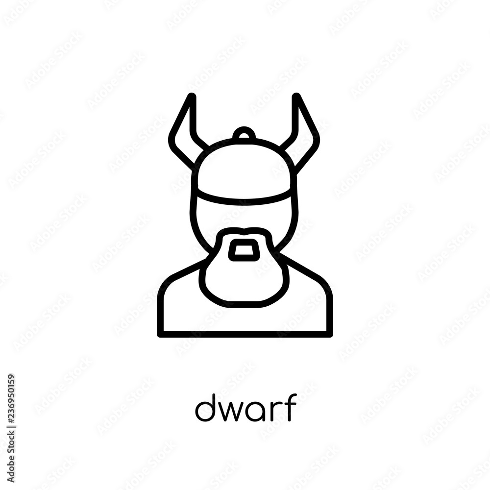 Dwarf icon. Trendy modern flat linear vector Dwarf icon on white background from thin line Fairy Tale collection Dwarf icon. Trendy modern flat linear vector Dwarf icon on white background from thin line Fairy Tale collection