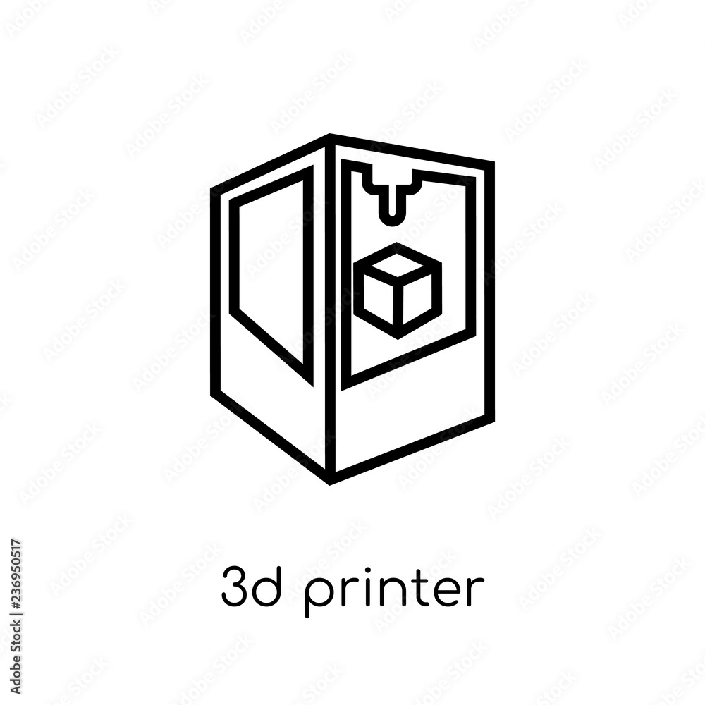 3d printer icon. Trendy modern flat linear vector 3d printer icon on white background from thin line Electronic devices collection