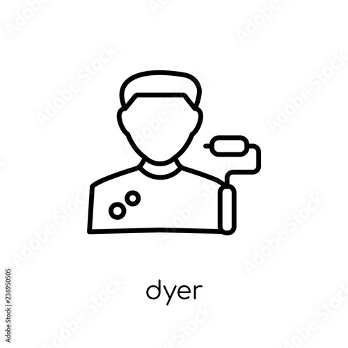 Dyer icon. Trendy modern flat linear vector Dyer icon on white background from thin line Professions collection