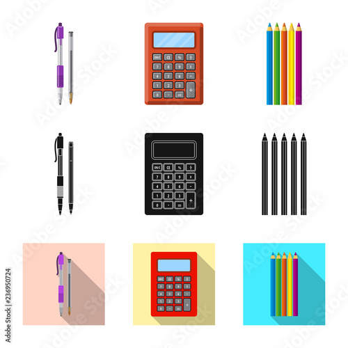 Vector design of office and supply logo. Set of office and school stock vector illustration.