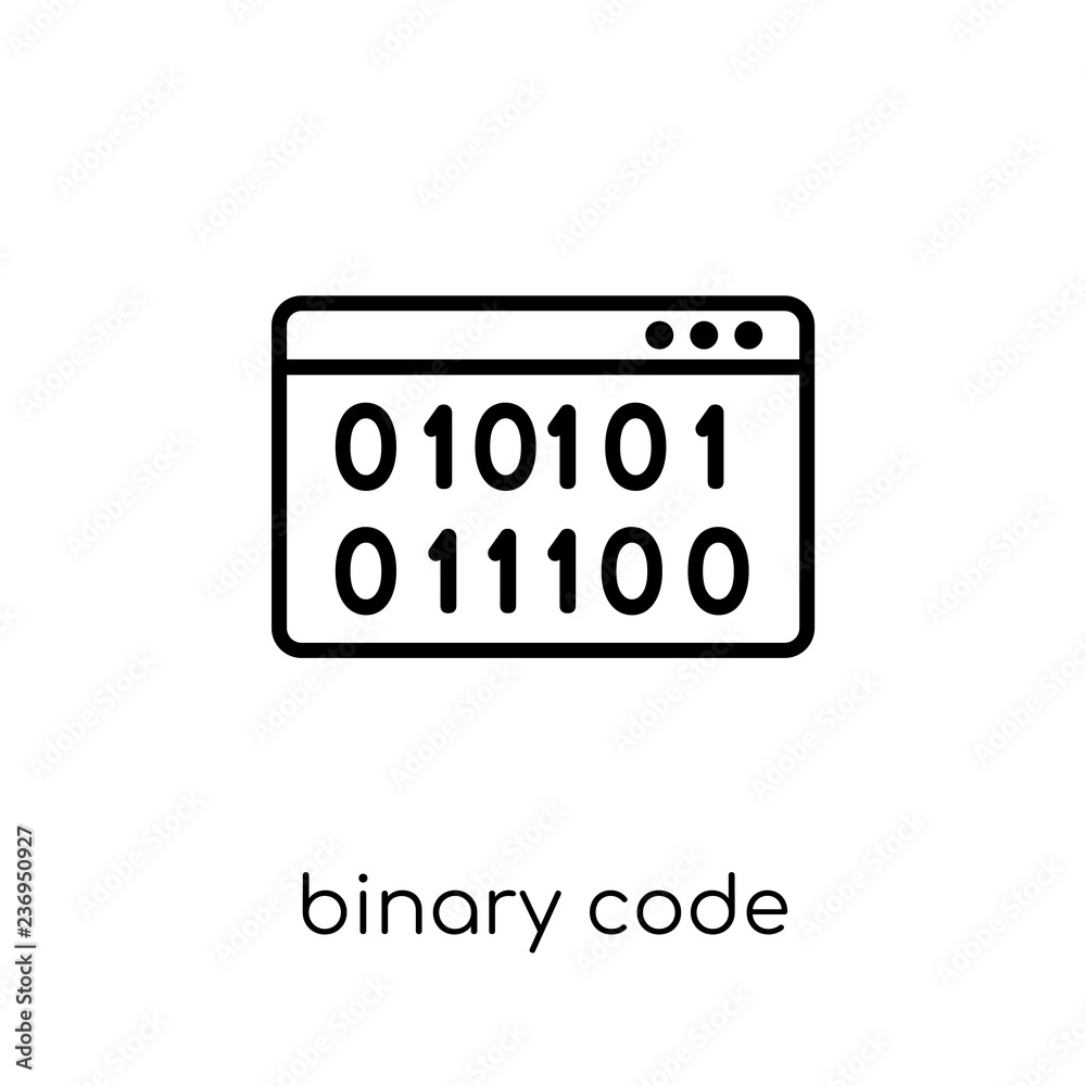 Binary code icon. Trendy modern flat linear vector Binary code icon on white background from thin line Programming collection Binary code icon. Trendy modern flat linear vector Binary code icon on white background from thin line Programming collection