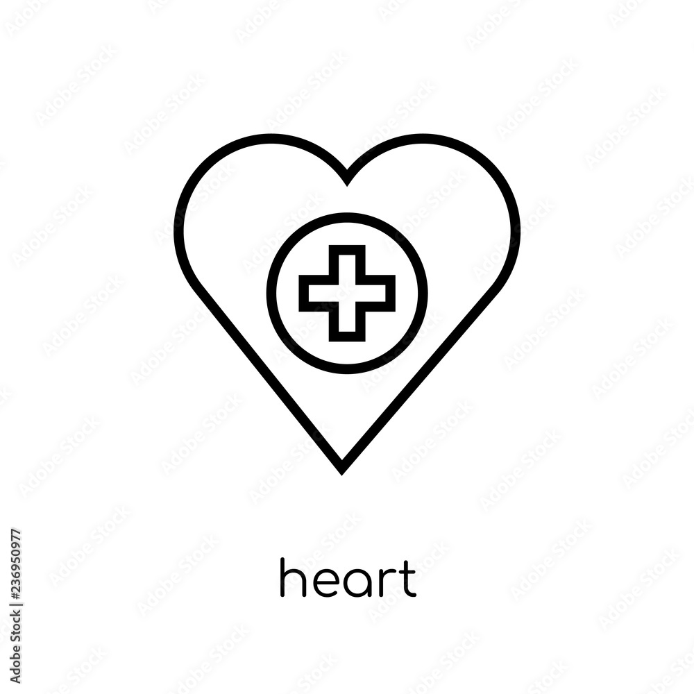 Heart icon. Trendy modern flat linear vector Heart icon on white background from thin line Health and Medical collection