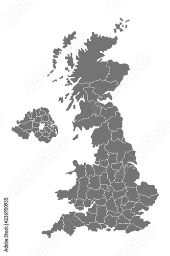 Silhouette of United Kingdom or Great Britain map. Black and white vector illustration isolated photo