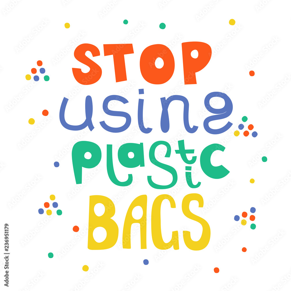no plastic bags motivational doodle vector lettering no plastic bags motivational doodle vector lettering