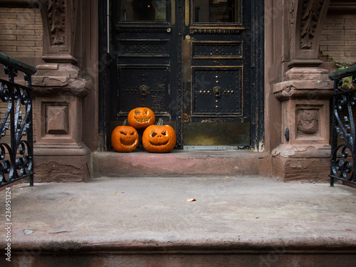 Halloween decoration on the door of the house