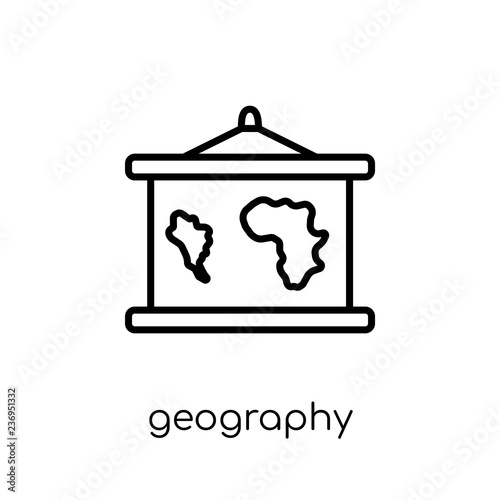 Geography icon. Trendy modern flat linear vector Geography icon on white background from thin line E-learning and education collection