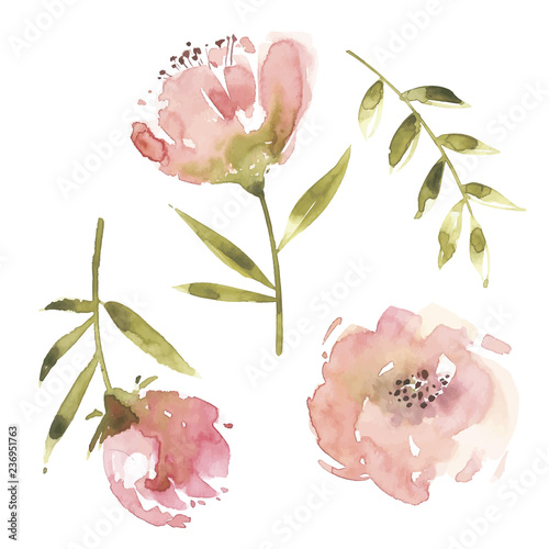 Flowers watercolor vector illustration. Mother s Day, wedding, birthday, Easter, Valentine s Day.