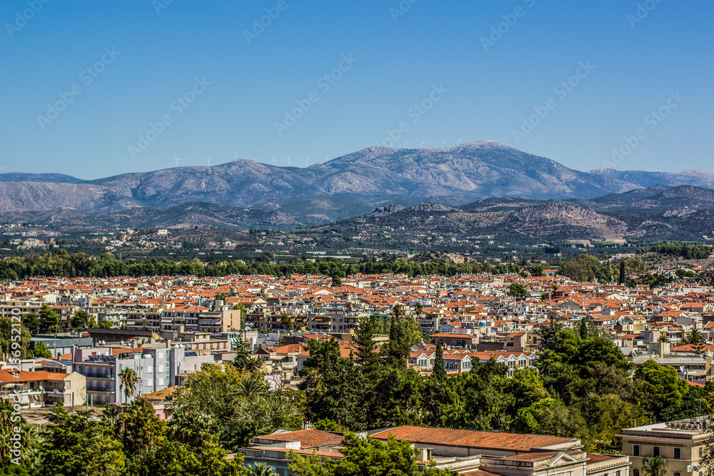 old city view in aerial photography from above in mountain nature scenery landscape environment 