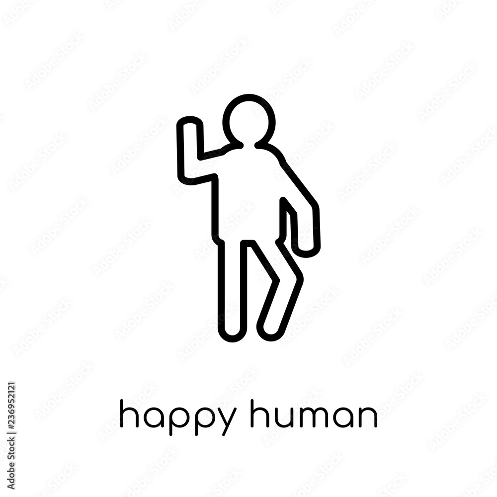 happy human icon. Trendy modern flat linear vector happy human icon on white background from thin line Feelings collection happy human icon. Trendy modern flat linear vector happy human icon on white background from thin line Feelings collection
