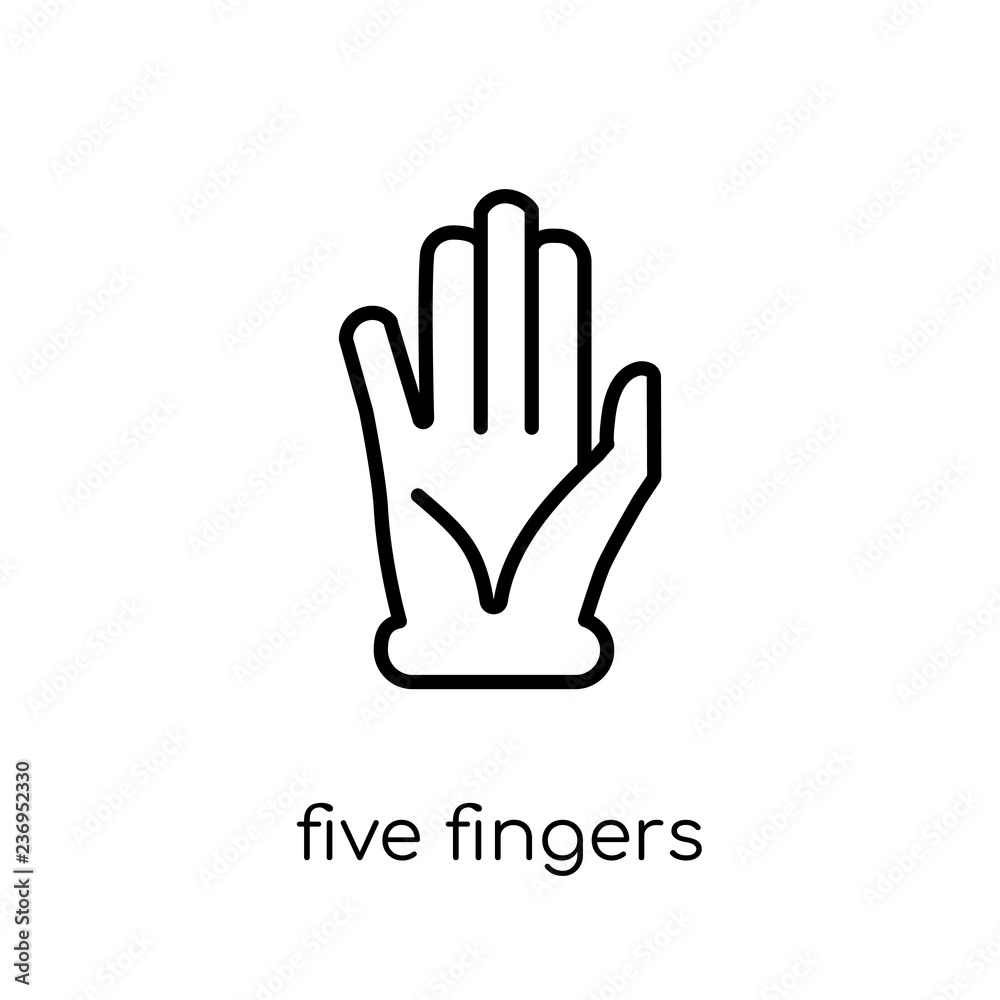 Fototapeta premium Five Fingers icon. Trendy modern flat linear vector Five Fingers icon on white background from thin line Hands and guestures collection