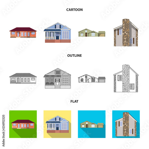 Isolated object of building and front sign. Set of building and roof stock vector illustration. © Svitlana