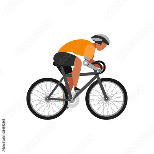 Cyclist with arm bioprosthesis.