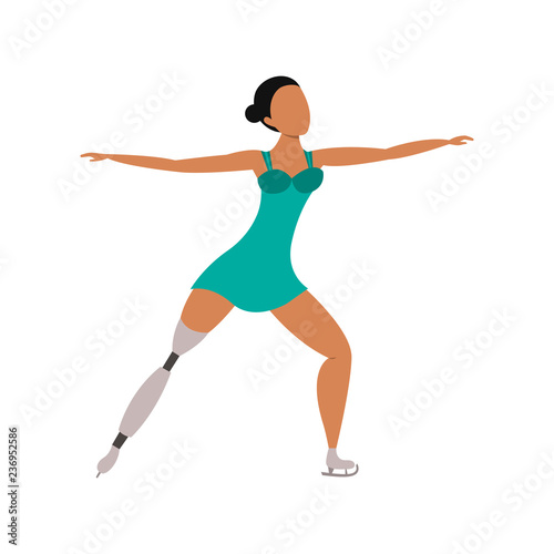 Figure skater with legs bioprosthesis.